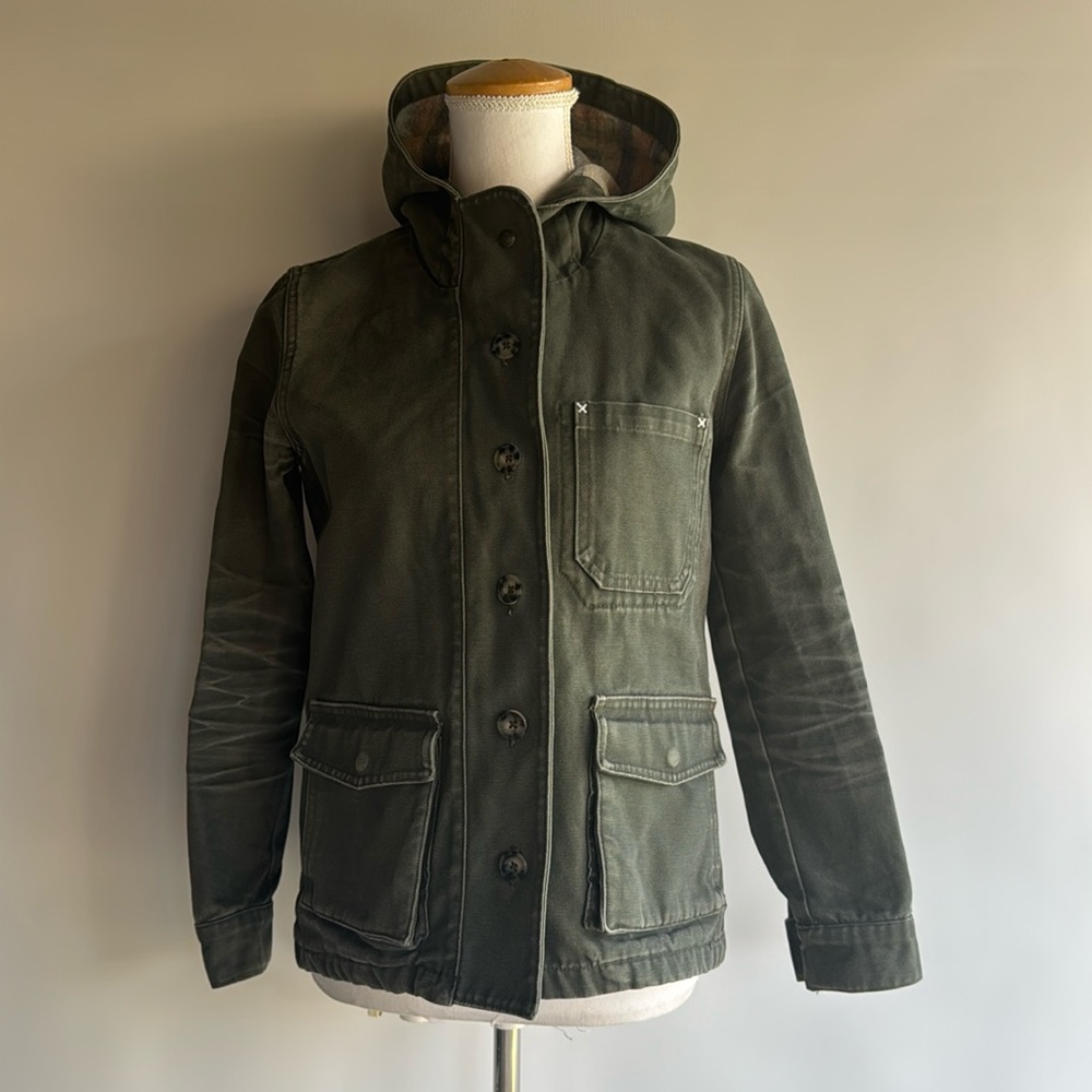 Marine Layer Flannel Lined Hooded Canvas Jacket - sz XS